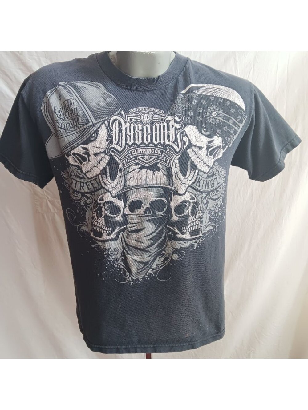 Vintage T-shirt Medium Y2K Biker Skull Dyse One "Street Kingz" Hip Hop OG Trash